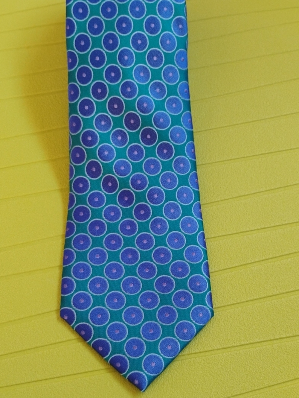 Ted Baker London Teal Necktie with Purple Circular Geometric Pattern